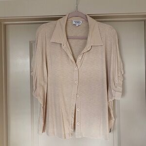 Known Supply 100% Cotton Alora Top Size Large w/ Oversized Fit in Color Pearl 🤍